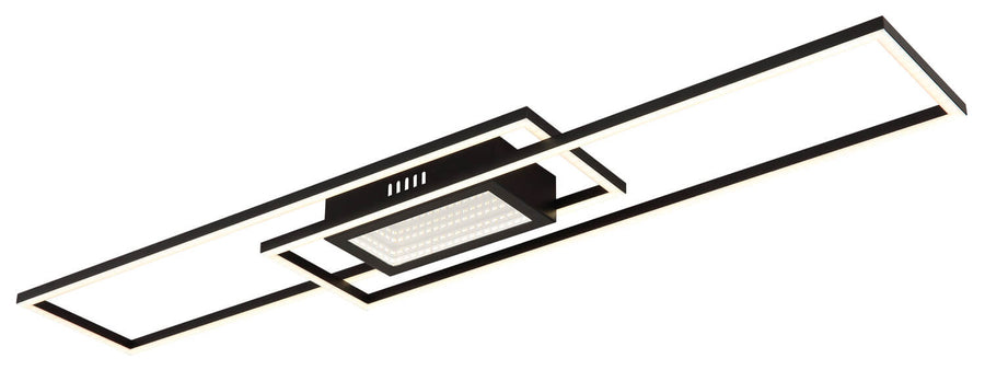 Plafonnier Saunders noir mat, L 96 cm