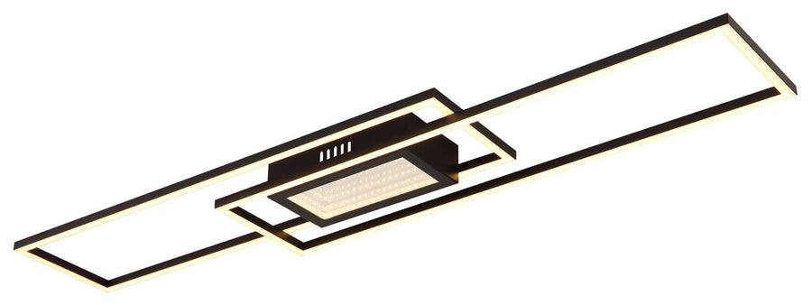Plafonnier Saunders noir mat, L 96 cm