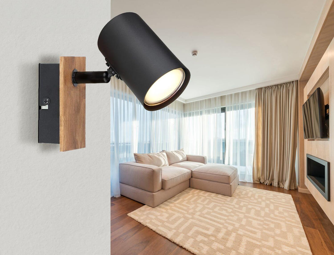 Spot Linca noir mat, L 15,1 cm