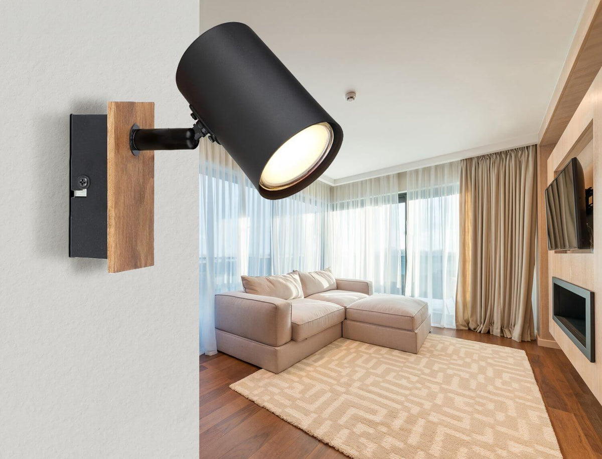Spot Linca noir mat, L 15,1 cm
