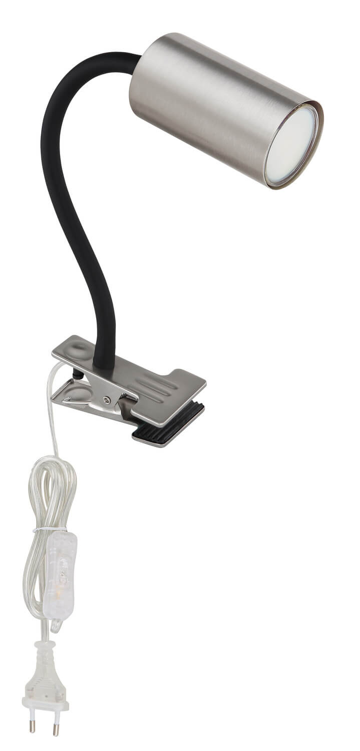 Détail du spot éteint, tête cylindrique nickel et verre de protection blanc