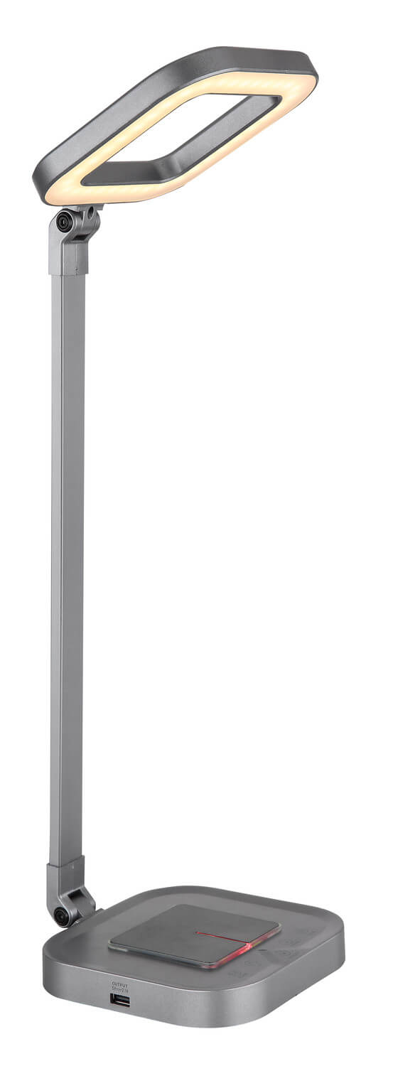 Lampe à poser Monaco grise et aluminium