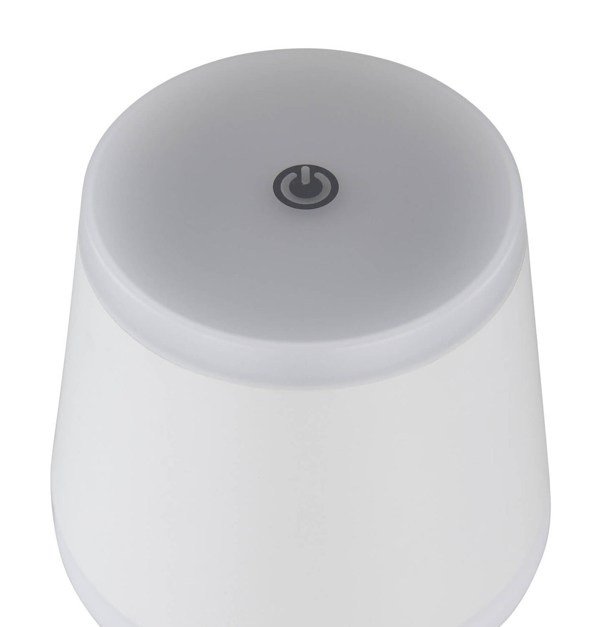 Détail du dessus de l'abat-jour avec bouton tactile circulaire gris foncé