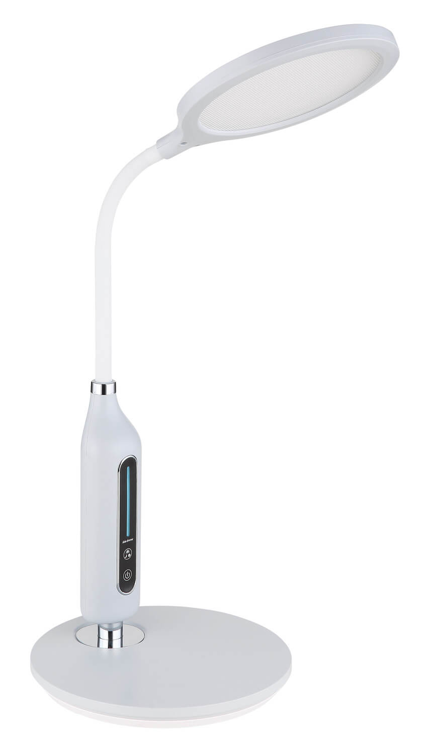 Détail du diffuseur ajouré sous la tête ovale orientable de la lampe