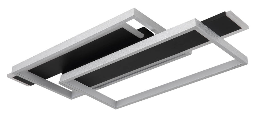 Vue de biais montrant les deux cadres superposés, luminaire éteint