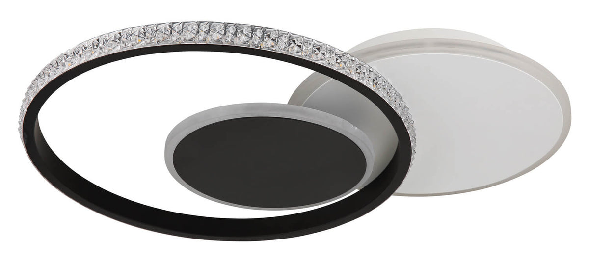 Produit de face sur fond blanc, anneau noir texturé et base blanche.