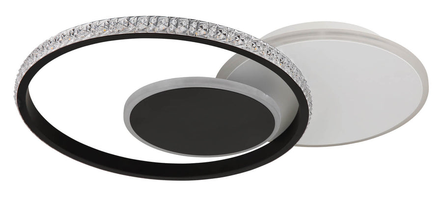 Produit de face sur fond blanc, anneau noir texturé et base blanche.