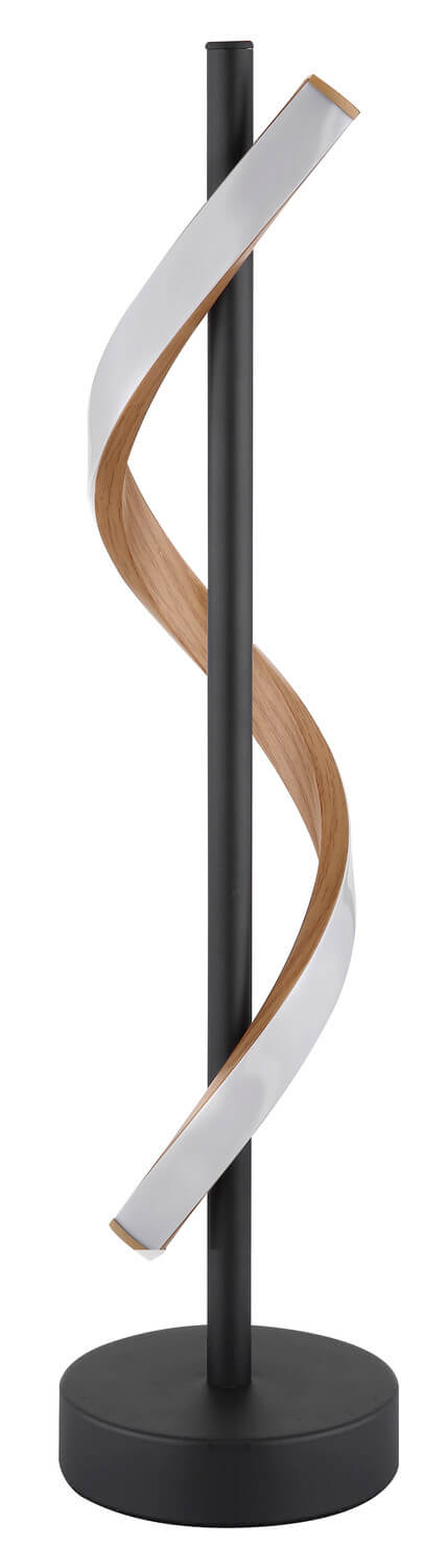 Détail du ruban lumineux éteint, face blanche opaque et chant bois naturel