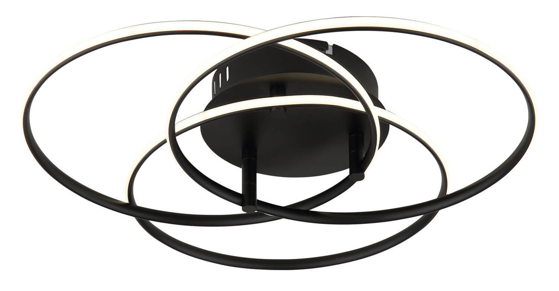 Plafonnier Kombos noir mat, Ø 45,6 cm