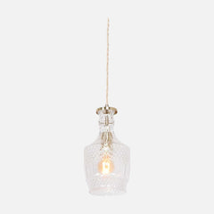Vintage clear glass carafe pendant light, faceted, E14 brass | Grazio