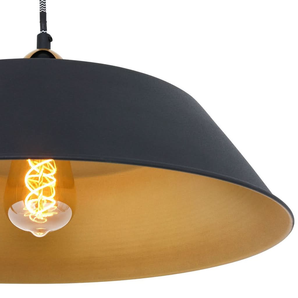 Black and gold chandelier, height-adjustable Ø 42 cm lampshade, living room | Novéa