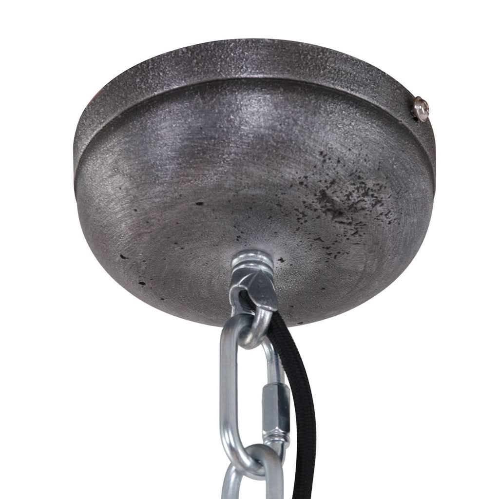 Lustre industriel noir XXL Ø 52 cm cloche métal acier brossé | Forgex