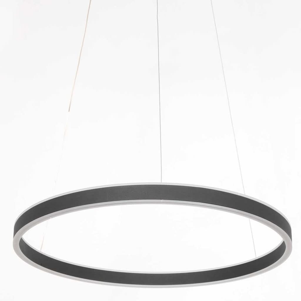 Lustre rond noir LED Ringlux Ø 60 cm, anneau lumineux pour salon et salle à manger