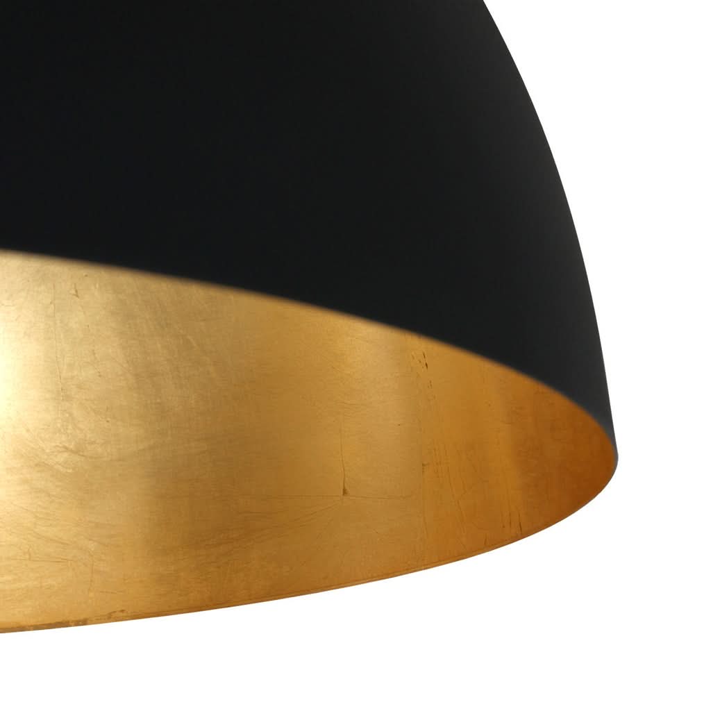 Suspension noire et dorée dôme Ø 50 cm intérieur feuille d'or, chaîne réglable | Solae - Designix