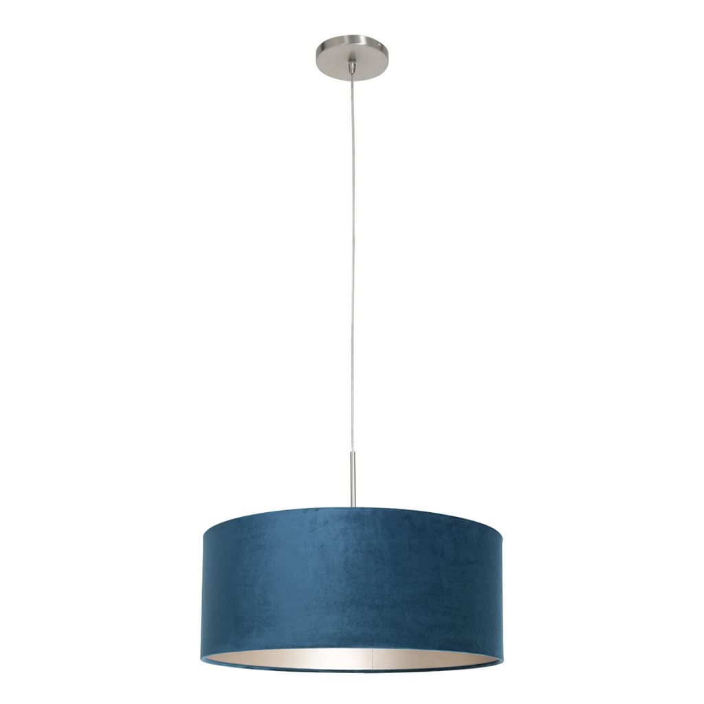 Blue pendant light, velvet lampshade Ø 50 cm adjustable, living room | Velira