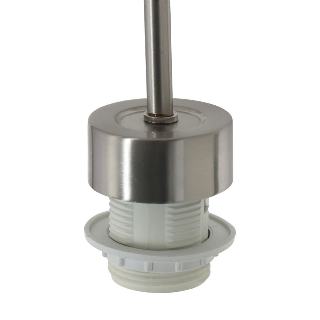 Détail de la douille E27 et de l'armature acier brossé de la suspension Velira