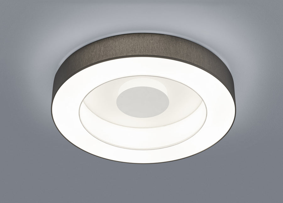 Gros plan sur le diffuseur blanc et ses anneaux concentriques lumineux