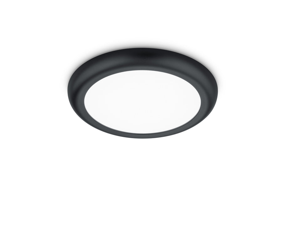 Vue de face du luminaire noir sur fond blanc, cadrage centré et épuré