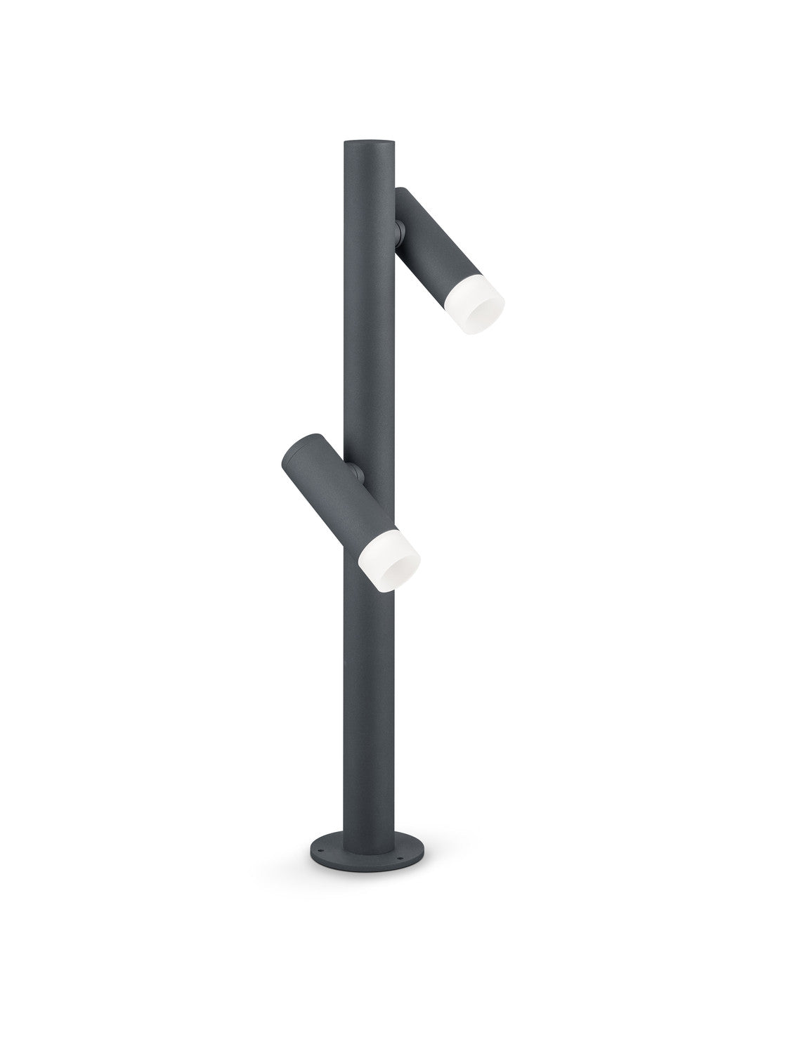 Produit isolé sur fond blanc, mât cylindrique anthracite et embouts diffusants en opale