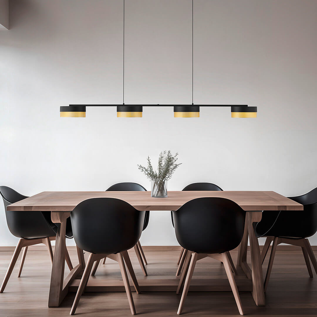 Suspension Mesh noire et dorée, L 110 cm