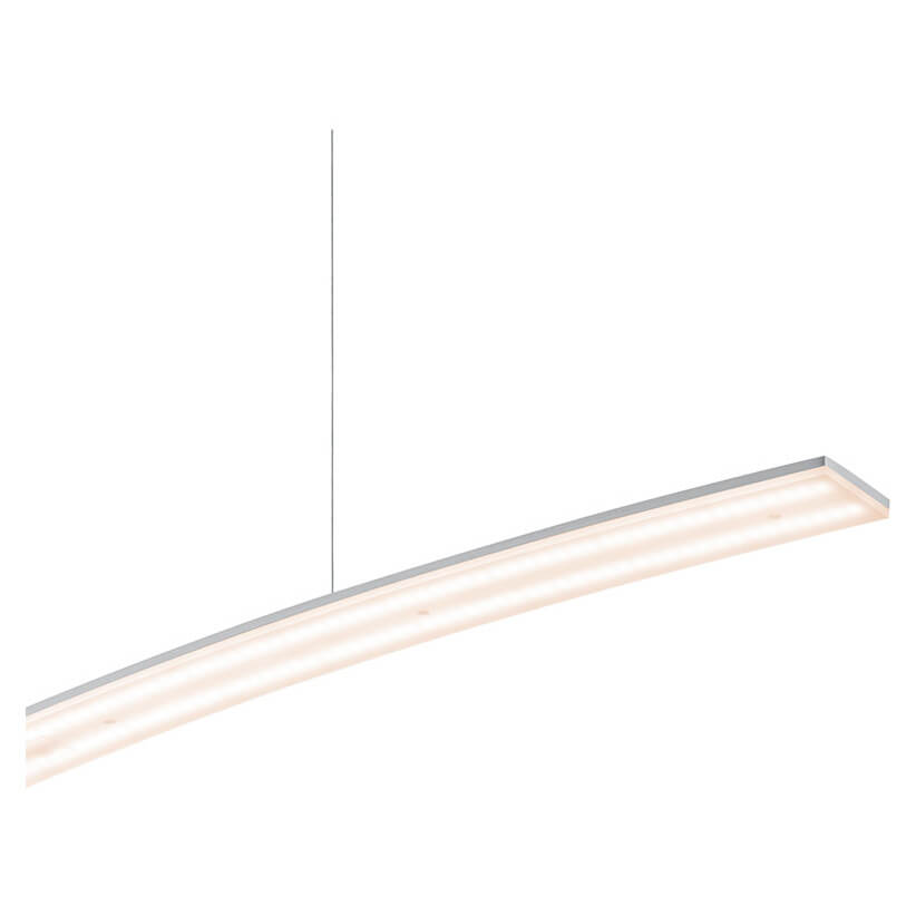 Détail rapproché du profil lumineux cintré avec long diffuseur LED blanc