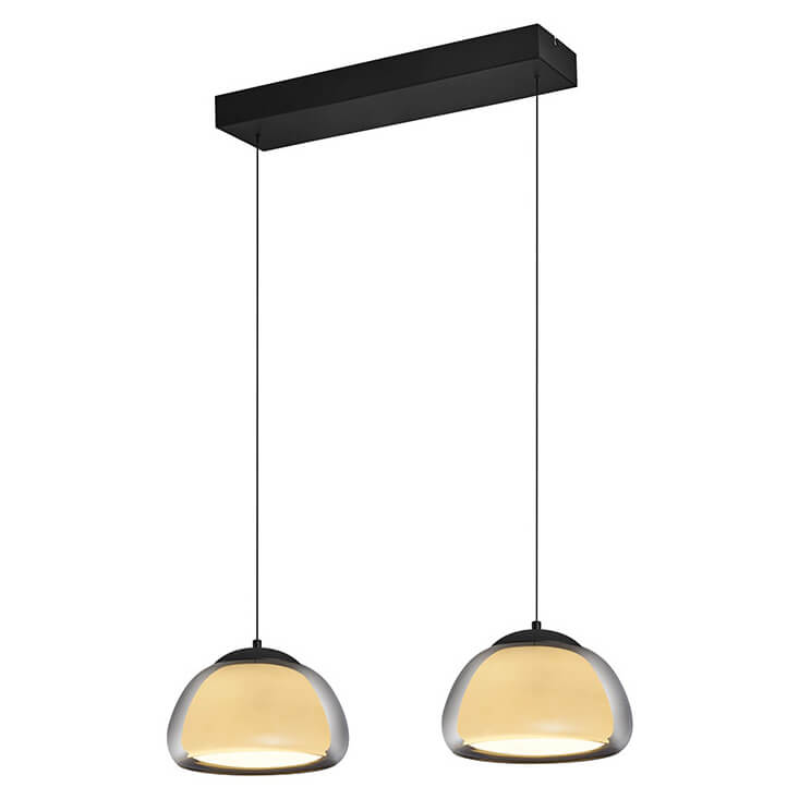 Suspension Luxxo noire et fumée, verre, L 89 cm