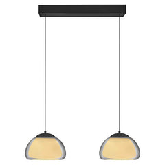 Suspension Luxxo noire et fumée, verre, L 89 cm