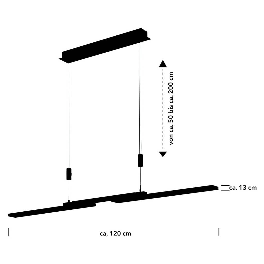 Suspension More nickel satiné, L 130 cm