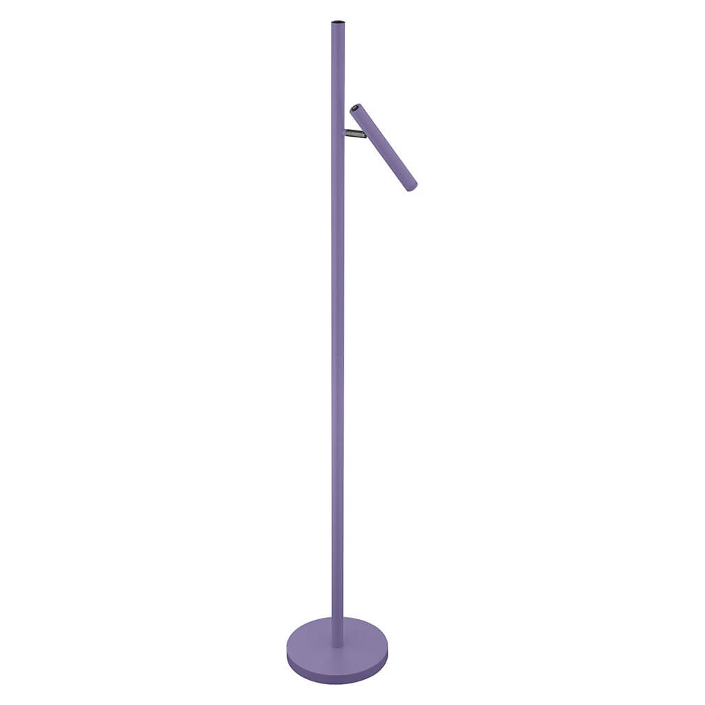 Vue en perspective du lampadaire sur socle rond, projecteur orientable vers le bas