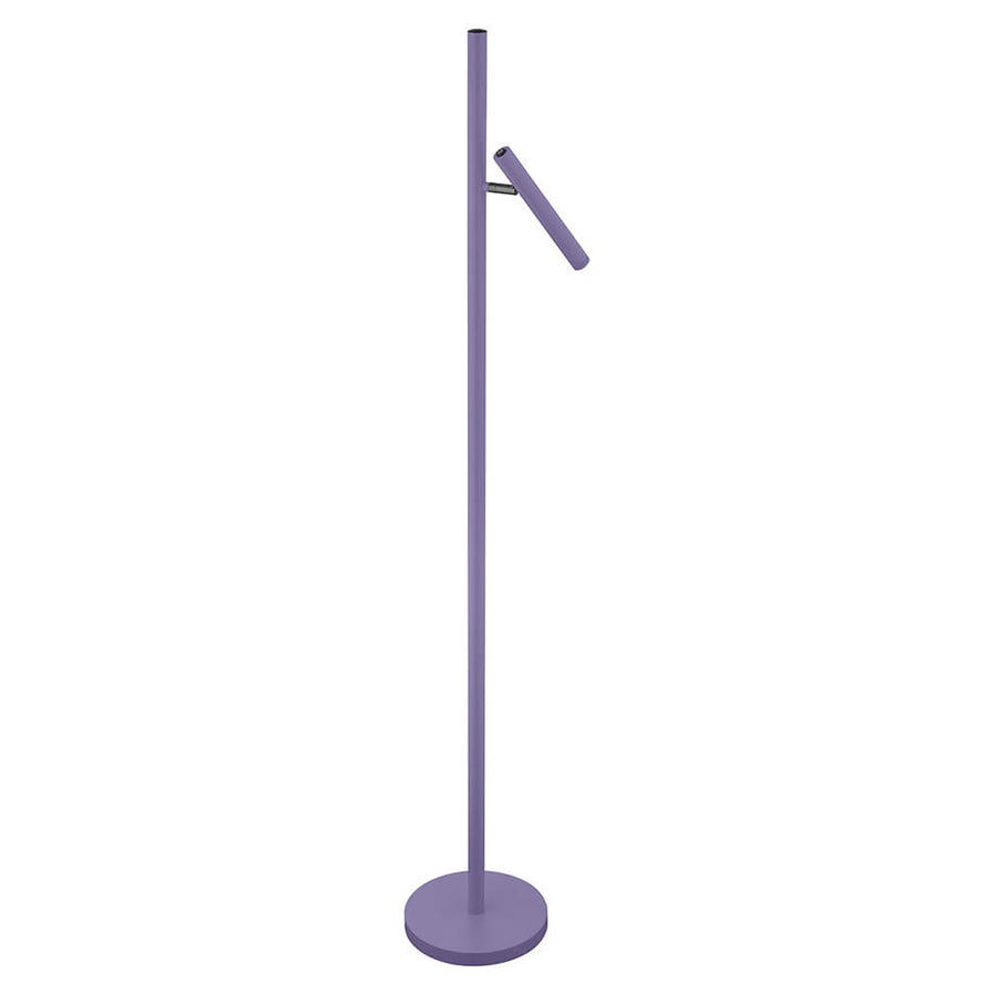Vue en perspective du lampadaire sur socle rond, projecteur orientable vers le bas