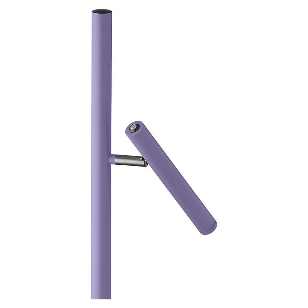 Détail rapproché de l'articulation métallique et de la tête cylindrique du projecteur