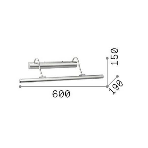 Schéma coté du luminaire, largeur 600 et profondeurs 150 et 190