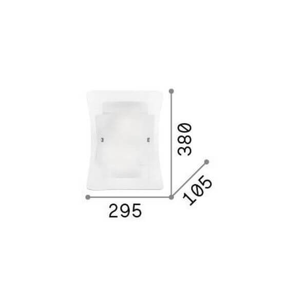 Schéma coté : 295 mm de large, 380 mm de haut, 105 mm de profondeur
