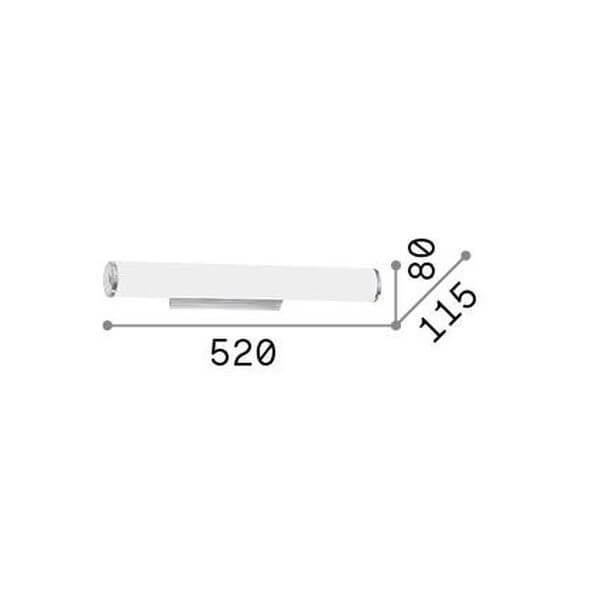 Schéma de dimensions de l'applique murale, largeur 520, hauteur 80, profondeur 115.