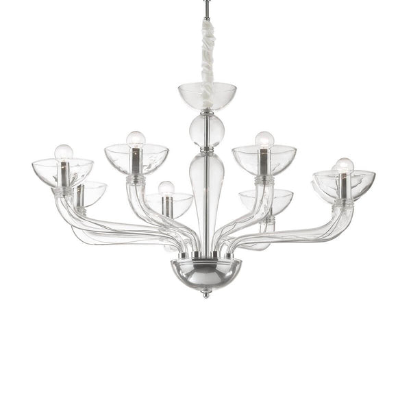 Suspension Casanova 8 lumières transparente, verre