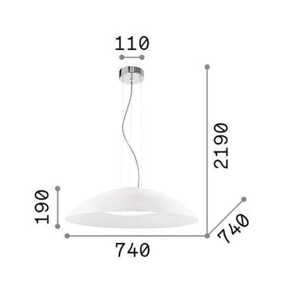 Suspension Lena 3 lumières blanche, verre, Ø 74 cm