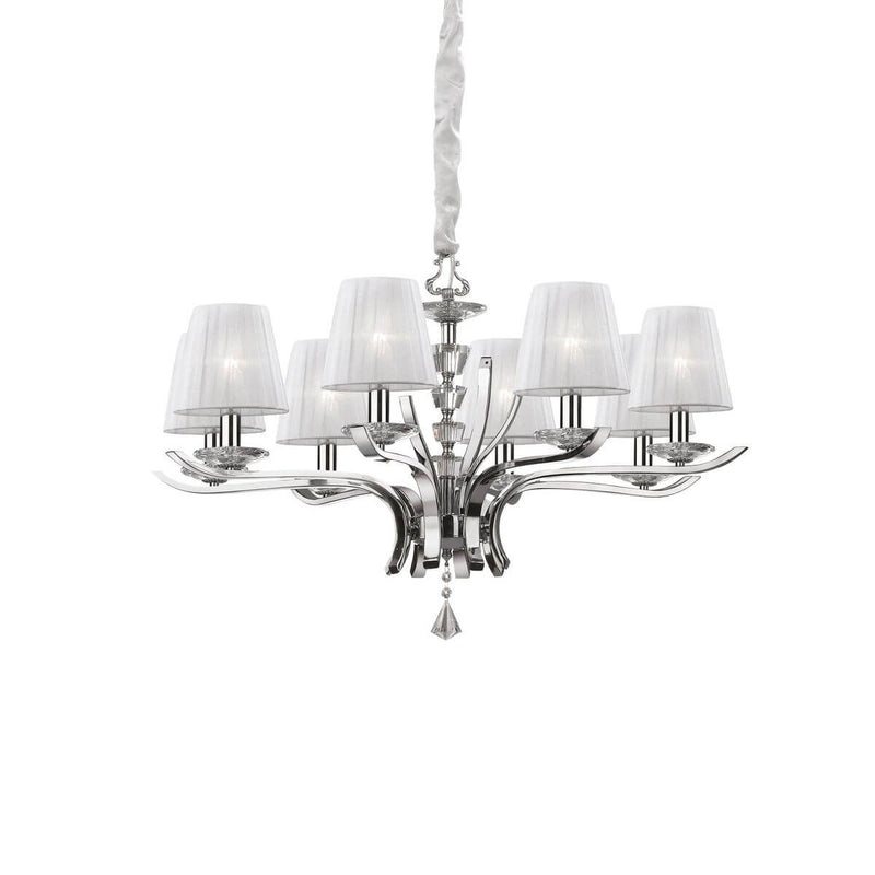 Suspension Pegaso 8 lumières blanche, verre