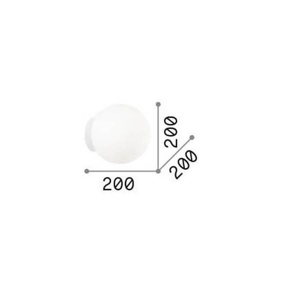 Schéma coté du produit indiquant un diamètre de deux cents millimètres.