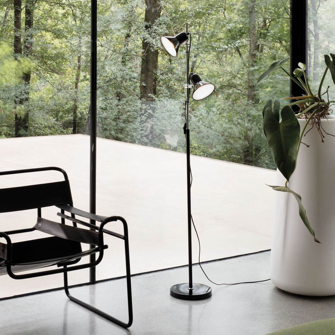 Lampadaire Polly 2 lumières noir