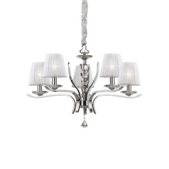 Suspension Pegaso 5 lumières blanche, verre