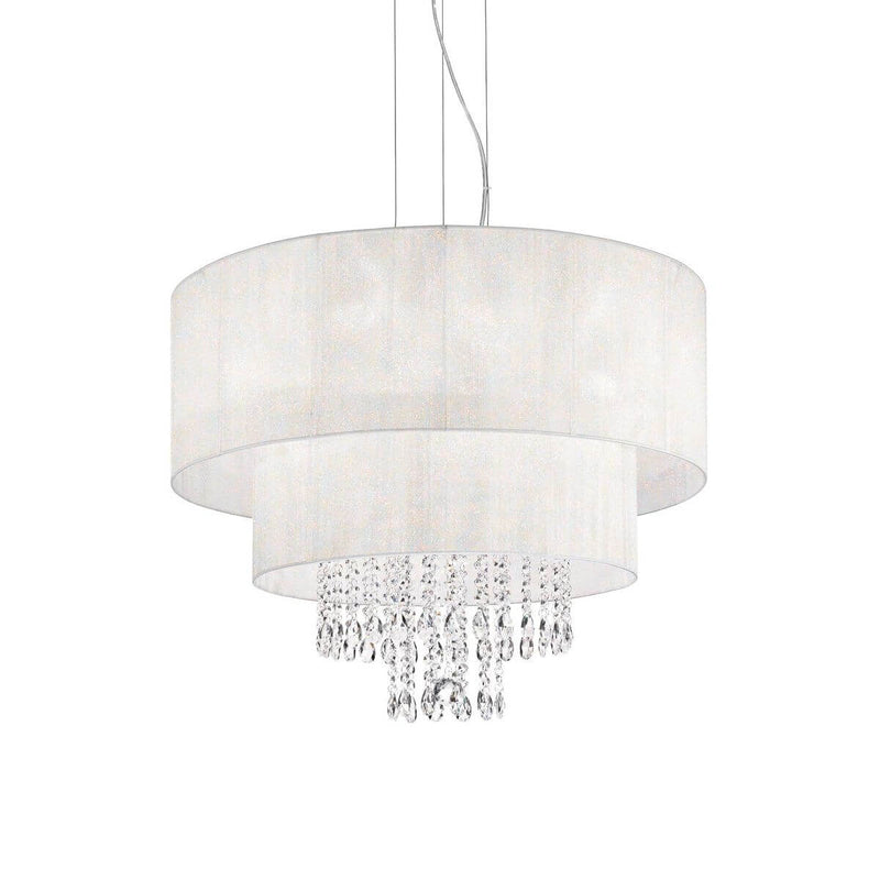 Suspension Opera 6 lumières blanche, cristal