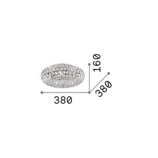 Schéma de dimensions du plafonnier : 380 mm de diamètre, 160 mm de hauteur