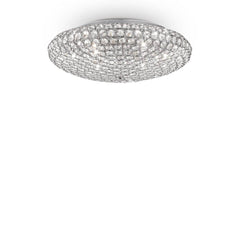 Plafonnier King 9 lumières chromé, cristal
