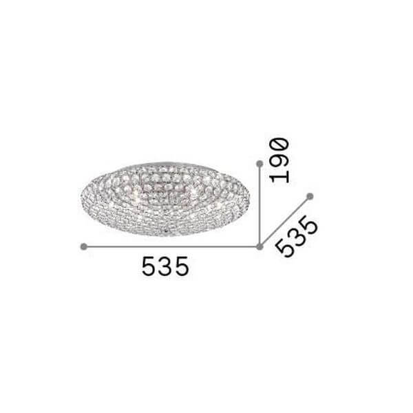 Schéma coté du luminaire : diamètre 535 mm et hauteur 190 mm