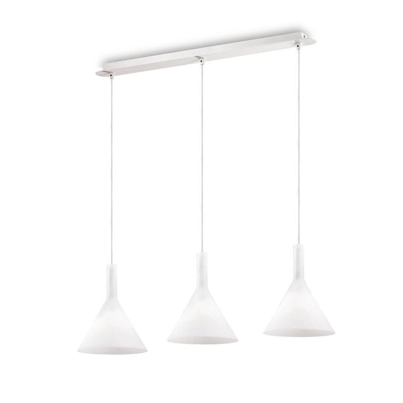 Suspension Cocktail 3 lumières blanche, verre
