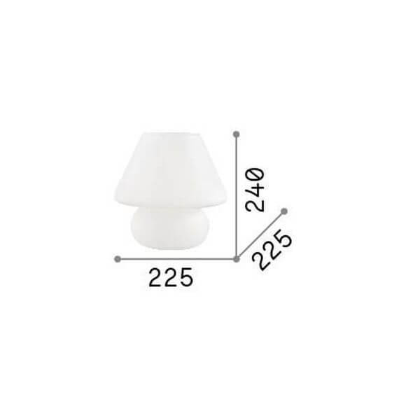 Schéma de dimensions de la lampe avec largeur 225 et hauteur 240 millimètres.