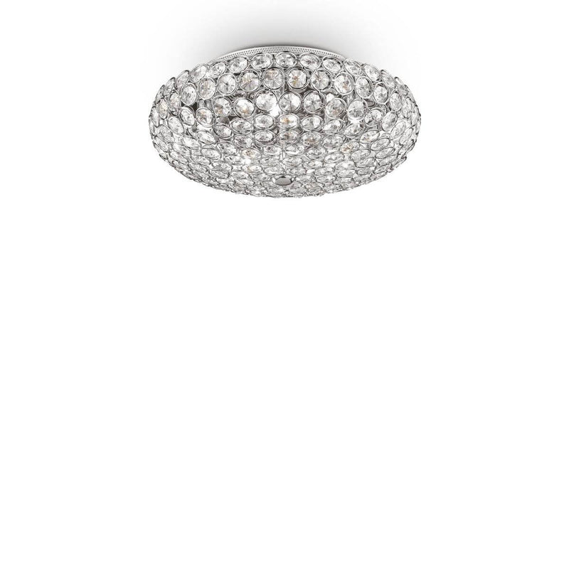 Plafonnier King 5 lumières chromé, cristal
