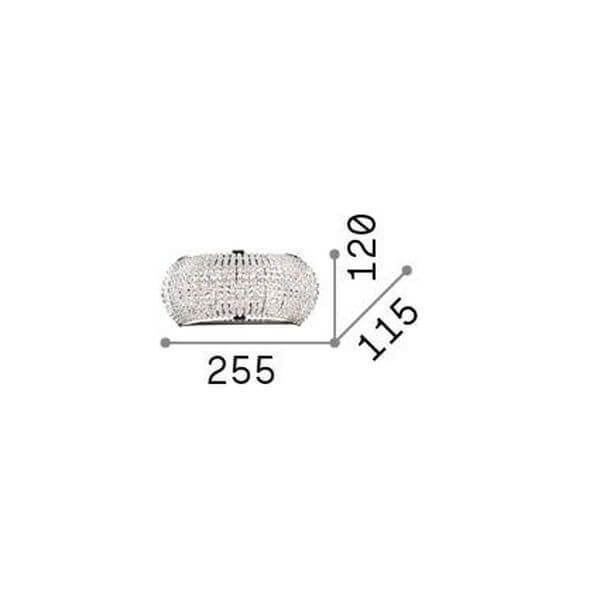 Schéma coté : largeur 255 mm, hauteur 120 mm, profondeur 115 mm.