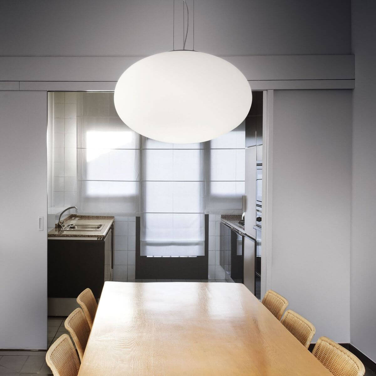 Suspension Candy blanche, verre, Ø 50 cm