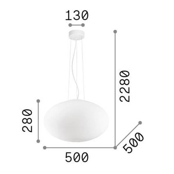 Suspension Candy blanche, verre, Ø 50 cm